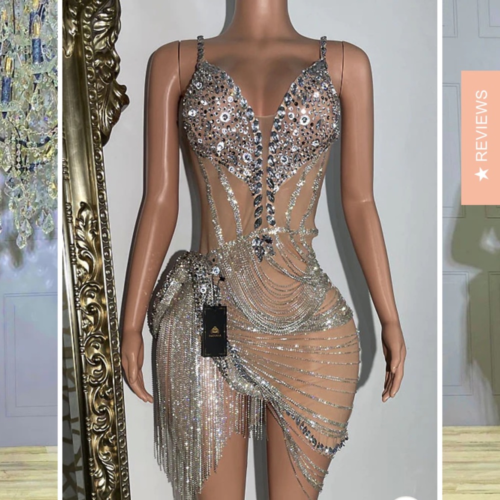 Custom mesh Birthday Dress with rhinestones